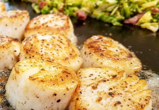 Wild Caught Jumbo Scallops with Shredded Sprouts & Prosciutto