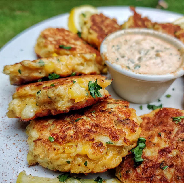 Corn Crab & Cheddar Fritters – Blackstone Products (MX)