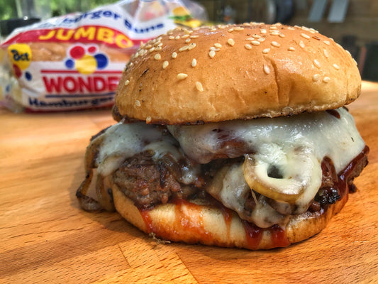 Onion Mushroom BBQ Swiss Burger
