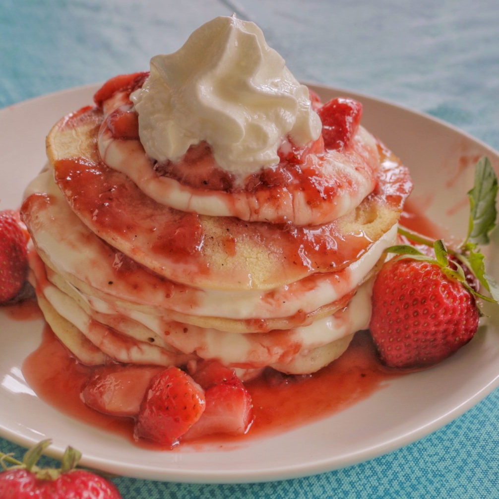 Strawberries and Cream Pancakes