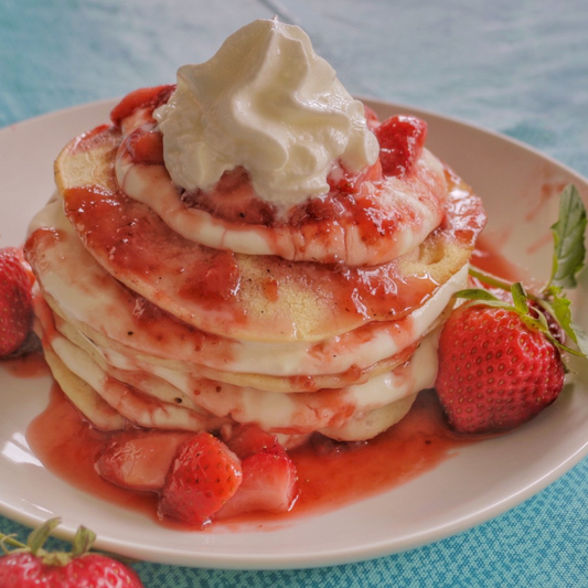 Strawberries and Cream Pancakes